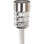 Multikolorowa Srebrna Lampa Ogrodowa Solarna LED 37x6 cm ze Stali Nierdzewnej - obrazek 3