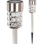 Multikolorowa Srebrna Lampa Ogrodowa Solarna LED 37x6 cm ze Stali Nierdzewnej