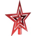 Plastikowa Gwiazda na Czubek Choinki – 19 cm CZERWONA - obrazek 2
