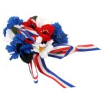 Stroik na świeczkę z chabrami i makami, 10cm, kolor niebieski.