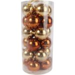 Zestaw Eleganckich Bombek Plastikowych w Kolorze Złotym i Brązowym - 24 sztuki, 8 cm - obrazek 2