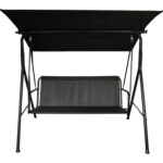 Prosty Montaż - Huśtawka Ogrodowa Czarna z Regulowanym Dachem i Antypoślizgowymi Podkładkami SW-012 - obrazek 2