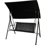 Prosty Montaż - Huśtawka Ogrodowa Czarna z Regulowanym Dachem i Antypoślizgowymi Podkładkami SW-012 - obrazek 3