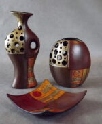 Ceramiczny Wazon w Odcieniach Brązu z Gumkami Antypoślizgowymi 18x15x9 cm - obrazek 2