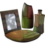 Wazon Ceramiczny Kolekcji Tropicana w Odcieniach Zielonej i Pomarańczowej Barwy 23x11x8 cm - obrazek 2