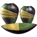 Misa Ceramiczna Kontrast w Kolorach Zieleni i Beżu z Gumkami Antypoślizgowymi - obrazek 3