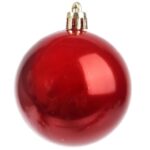 Zestaw 10 Czerwonych Plastikowych Bombek Świątecznych 6 cm w Tubie - obrazek 3