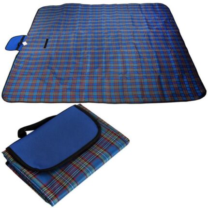 MATA PIKNIKOWA KOC PLAŻOWY WODOODPORNY 145x180 NIEBIESKA