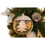 Komplet 2 Przeźroczystych Bombek z Białą Dekoracją, 10cm - obrazek 3