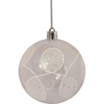 Komplet 6 bombek plastikowych, przezroczystych z białym dekorem - obrazek 2