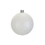 Komplet 6 Przeźroczystych Bombek Plastikowych z Białym Brokatem, 8 cm - obrazek 2