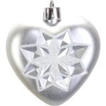 Bombki Świąteczne w Kształcie Serc z Brokatowym Dekorem - Grafitowe, Komplet 4 Sztuk - obrazek 2