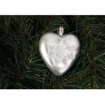 Bombki Świąteczne w Kształcie Serc z Brokatowym Dekorem - Grafitowe, Komplet 4 Sztuk - obrazek 3