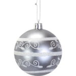 Zestaw 6 Nietłukących Bombek Dekoracyjnych 6cm - Trzy Brokatowe z Połyskiem i Trzy Matowe - Kolor Srebrny - obrazek 2