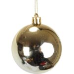 Zestaw 6 Kremowych Bombek Plastikowych 7 cm - Połyskujących i Matowych z Dekorem Brokatowym - obrazek 3