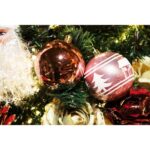 Zestaw 6 Różowych Bombek Dekorowanych Plastikowych o Średnicy 8cm - obrazek 2