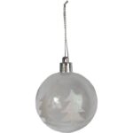 Zestaw 6 białych bombek plastikowych z brokatem, 6 cm - obrazek 3