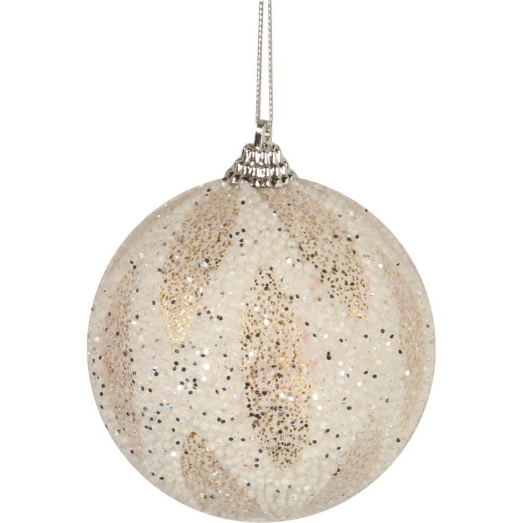 SY19QJFB-003 Bombka styropianowa biało-złota z brokatem - obrazek 1