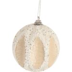 Efektowna Bombka Styropianowa w Kolorze Biało-Kremowym z Brokatem 8 cm