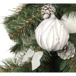 Bombka styropianowa biało-srebrna z brokatem wypukła - obrazek 2