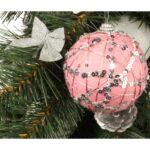 Bombka styropianowa różowa z brokatem - obrazek 2
