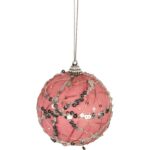 Bombka styropianowa różowa z brokatem