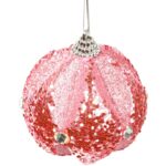 Bombka styropianowa różowa z brokatem - obrazek 2