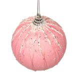 Bombka styropianowa różowa z brokatem i cekinami - obrazek 2