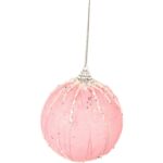 Bombka styropianowa różowa z brokatem i cekinami