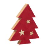 Czerwona Drewniana Choinka Pokryta Aksamitem z Złotymi Gwiazdkami - obrazek 2