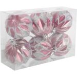 Zestaw 6 Eleganckich, Plastikowych Bombek Bożonarodzeniowych 6 cm - Kolor Różowy - obrazek 3