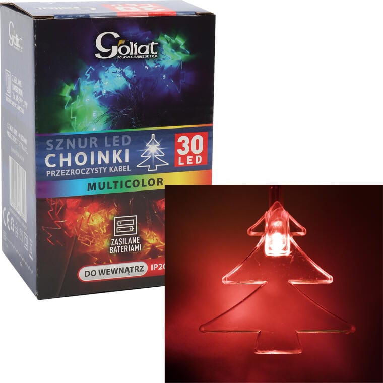 SYDA-042198 LAMPKI CHOINKOWE 30 LED CHOINKI NA BATERIE MULTIKOLOR - obrazek 1