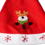 Czerwona Czapka Mikołaja z Figurką Renifera - Wysokiej Jakości Materiał - obrazek 3