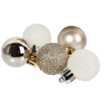 Zestaw 30 plastikowych bombek choinkowych z czubkiem w kształcie gwiazdy - Kolor złoty - obrazek 3