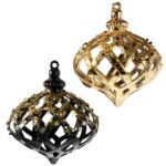 Kpl. 2 bombek plastikowych ażurowe wrzeciona czarno złote - obrazek 2