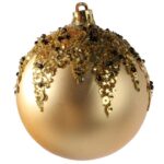Kpl. 3 bombek plastikowych 8cm złote z cekinami - obrazek 3