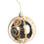 Zestaw 6 Bombek Plastikowych Srebrno-Złotych z Brokatowym Dekorem, 8 cm - obrazek 3