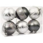 Komplet 6 Grafitowych Bombek Plastikowych o Średnicy 8 cm - obrazek 2