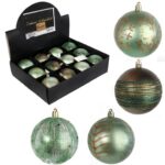 BOMBKI PLASTIKOWE 12 SZT 8CM MIX KOLOR ZIELONY