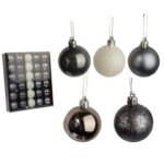 Komplet 30 bombek plastikowych w grafitowo-białym kolorze