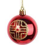 Komplet 9 Różowych Plastikowych Bombek Bożonarodzeniowych z Dekorem - obrazek 2