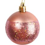 Komplet 9 Różowych Plastikowych Bombek Bożonarodzeniowych z Dekorem - obrazek 3