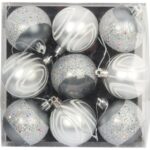 Zestaw 9 plastikowych bombek bożonarodzeniowych o kolorze grafitowym, 6 cm. - obrazek 2