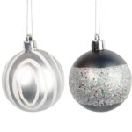 Zestaw 9 plastikowych bombek bożonarodzeniowych o kolorze grafitowym, 6 cm.