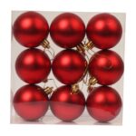 Komplet 9 Czerwonych Bombek Plastikowych o Wielkości 6 cm - obrazek 2