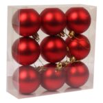 Komplet 9 Czerwonych Bombek Plastikowych o Wielkości 6 cm - obrazek 3