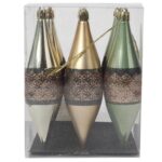 Zestaw 9 Plastikowych Bombek w Kształcie Sopli z Brokatowym Dekorem, 15 cm - obrazek 2