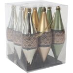 Zestaw 9 Plastikowych Bombek w Kształcie Sopli z Brokatowym Dekorem, 15 cm - obrazek 3