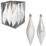 Zestaw 9 Białych Plastikowych Sopli Dekoracyjnych 15 cm z Efektem Zmrożenia