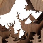 DEKORACJA ŚWIETLNA 10 LED DREWNIANA GWIAZDA Z RENIFERAMI 28 CM - obrazek 3